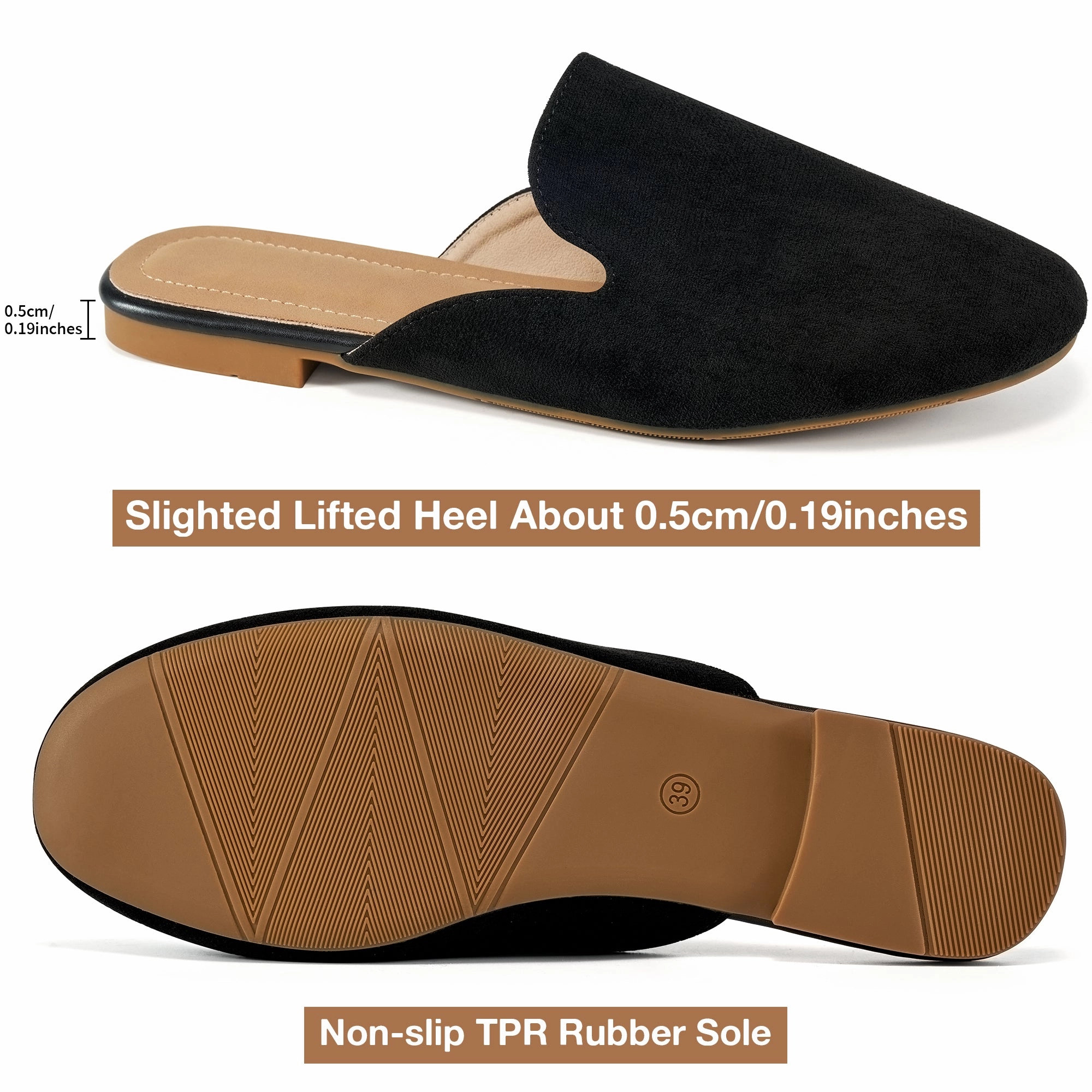 Ablanczoom Mules for Women Suede Clogs: Comfortable Slip On Women Flats Backless Slides Loafers Womens Mules Moon Walk