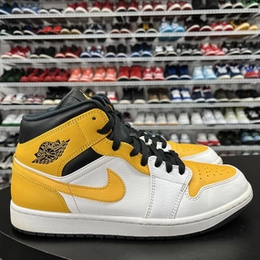 Designer Casual Shoes Uk Nike Jordan 1 Mid University Gold 554724-170 Men's Size 10.5