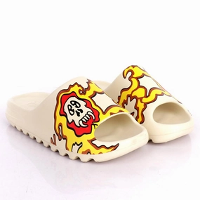 Espadrilles Slippers AD Yeezy Slides  Fiery Skullie design Kaws Rubber Light Weight