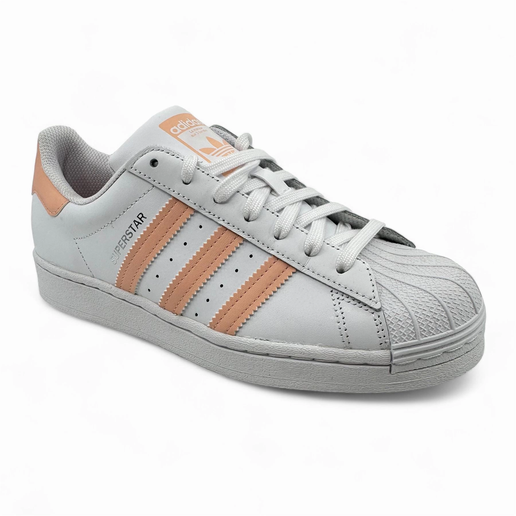 Adidas Superstar White Haze Coral Kids Size 7 Athletic Sneaker Good Shoes For Walking Around