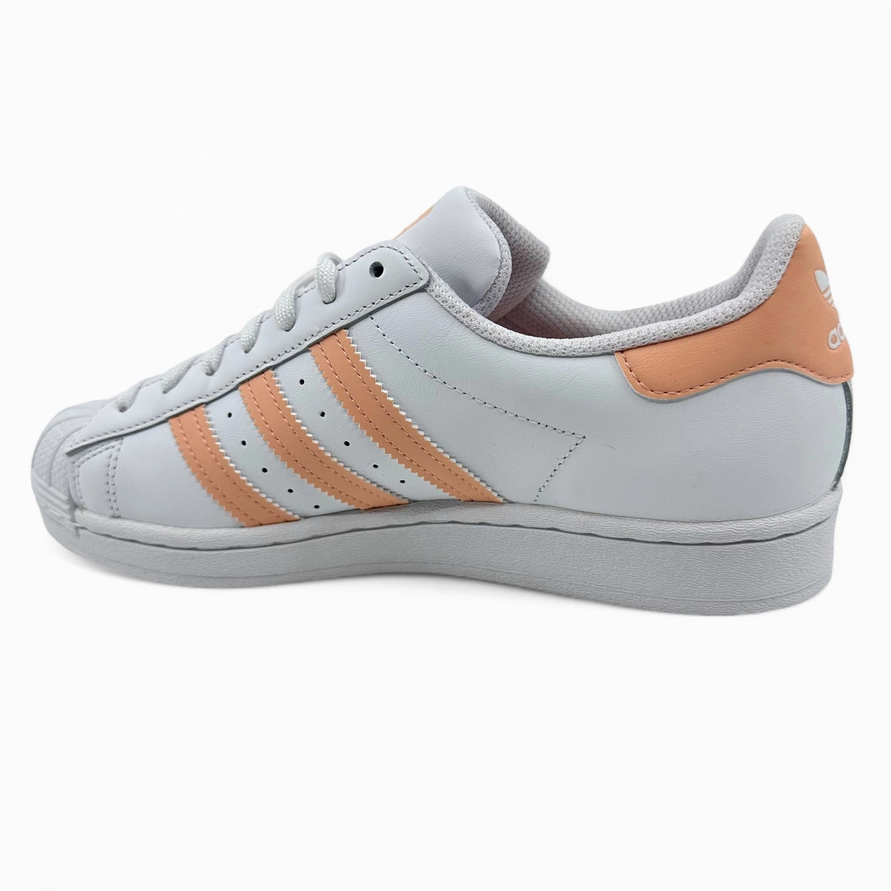 Adidas Superstar White Haze Coral Kids Size 7 Athletic Sneaker Plantar Fasciitis Orthopedic Walking