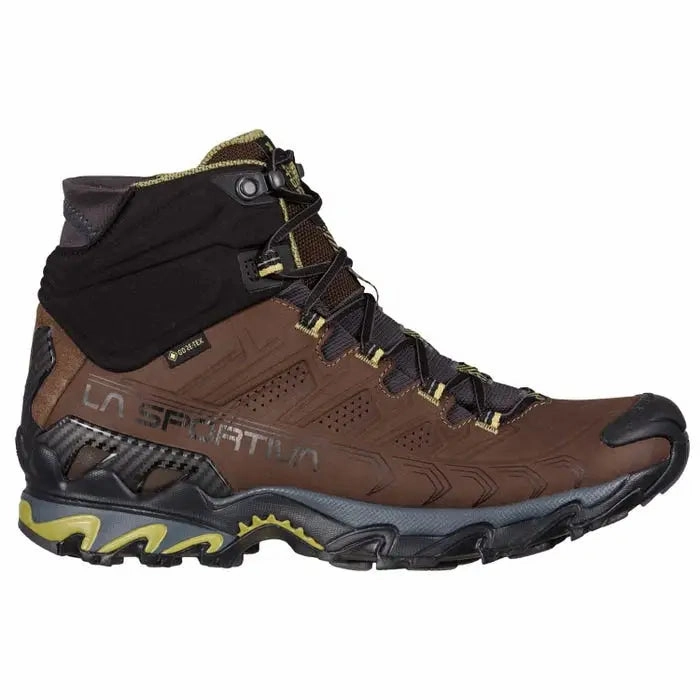 Waterproof Barefoot Hiking Shoes La Sportiva Ultra Raptor II Leather GTX Mid Hiking Boot (Men's) Chocolate/Cedar - Wide