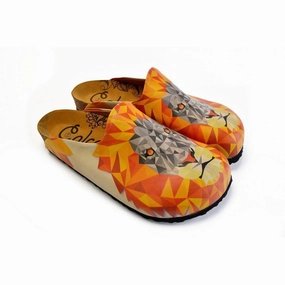 Tommy Tucker Heel Sneakers Orange and Red Colored Lion Patterned Clogs - CET101