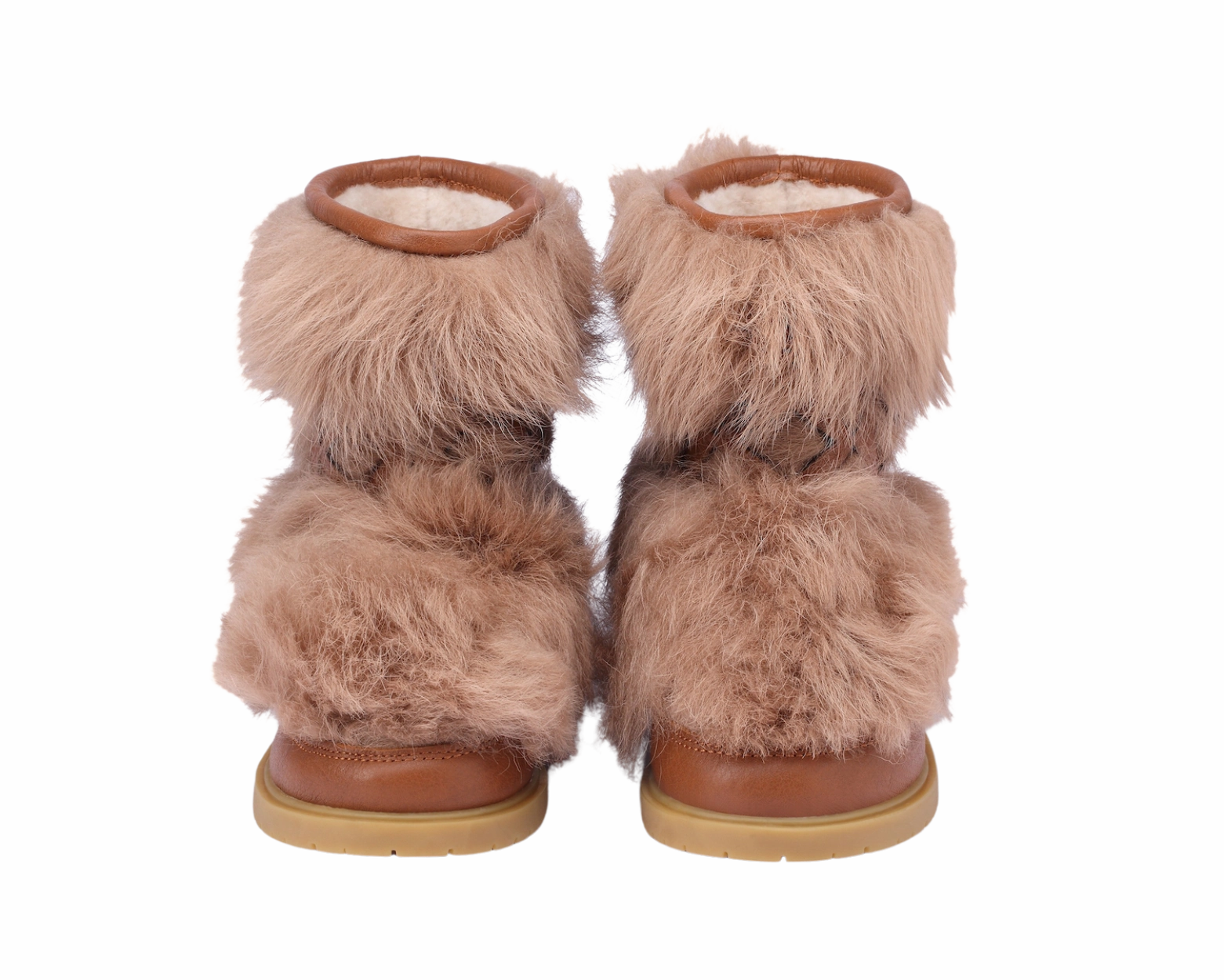 Keiza Boots | Beige Sheep Wool Corral Ankle Boots