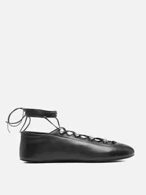 ALEXANDER WANG - Women Vyollette Lace Up Flat Sneakers Flat Pedal Shoe