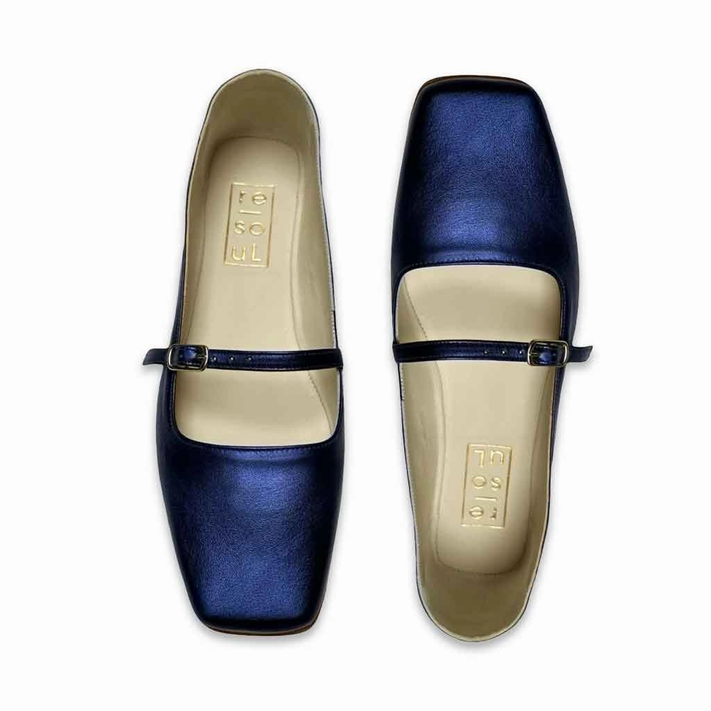 Mules Flats Shoes Alta II Flat - Metallic Blue