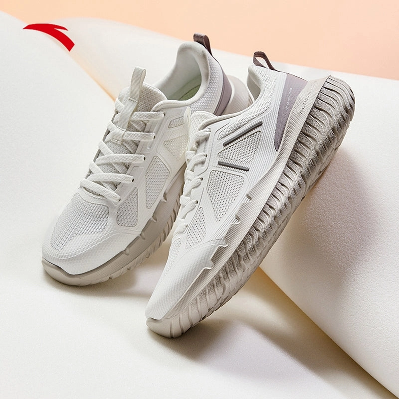 ANTA Women Basic walking CROSS-TRAINING SHOES 1224C7793-2 -White/Magic Carpet Grey (Kasut Sukan) Walking Shoes For Baby