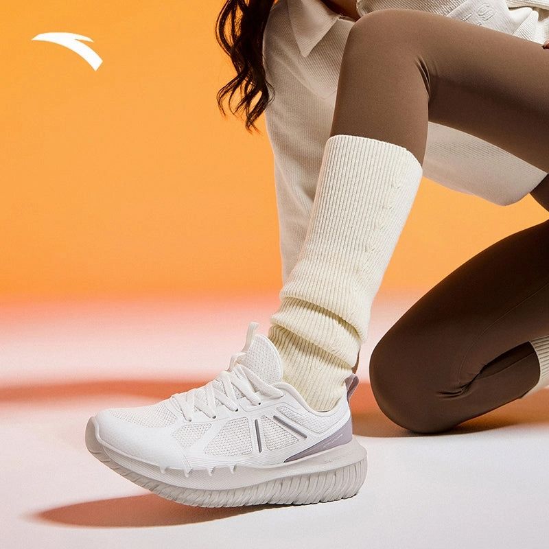 ANTA Women Basic walking CROSS-TRAINING SHOES 1224C7793-2 -White/Magic Carpet Grey (Kasut Sukan) Best Shoes For Travel Walking