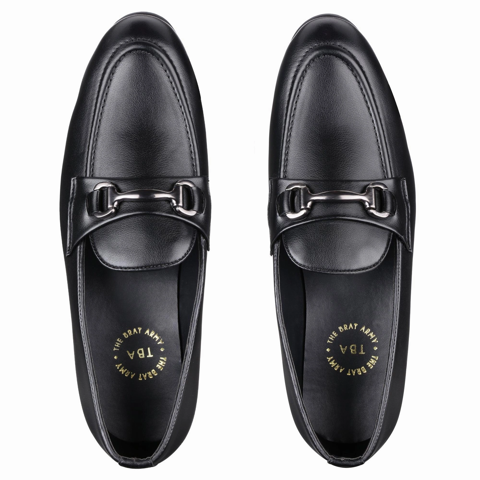 The Brat Army St.James Black Buckle Loafers Road Slip Ons