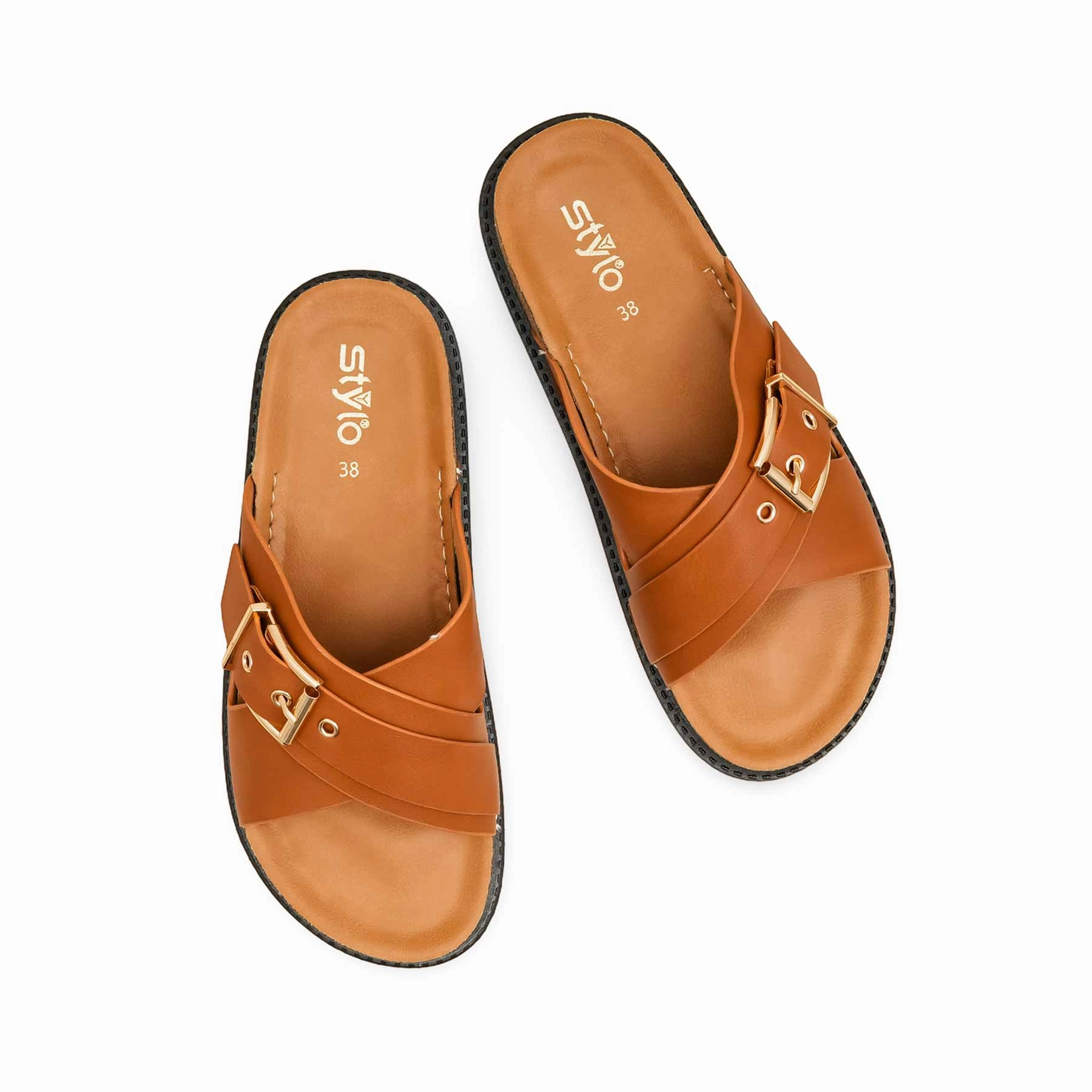 Oh Them Golden Slippers Brown Formal Slipper For Women PU0391