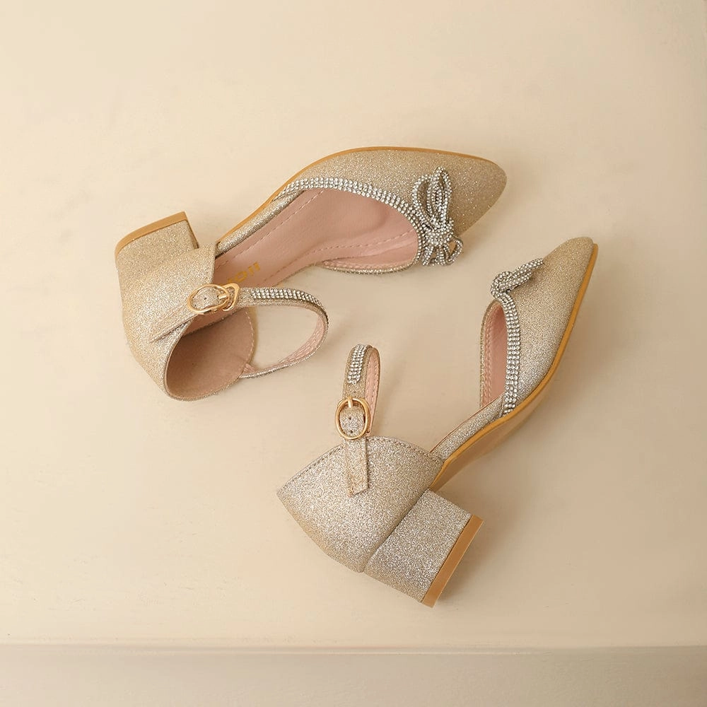 Amoji Girls Dress Shoes Princess Closed Toe Chunky Kids High Heels Kid413 Fashionable And Comfortable Sandals