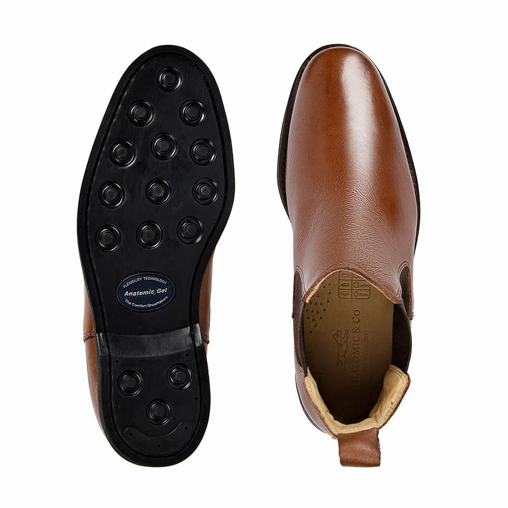 Daytona Boots Anatomic Cardoso Mens Cedar Brown Leather Pull On Ankle Boots