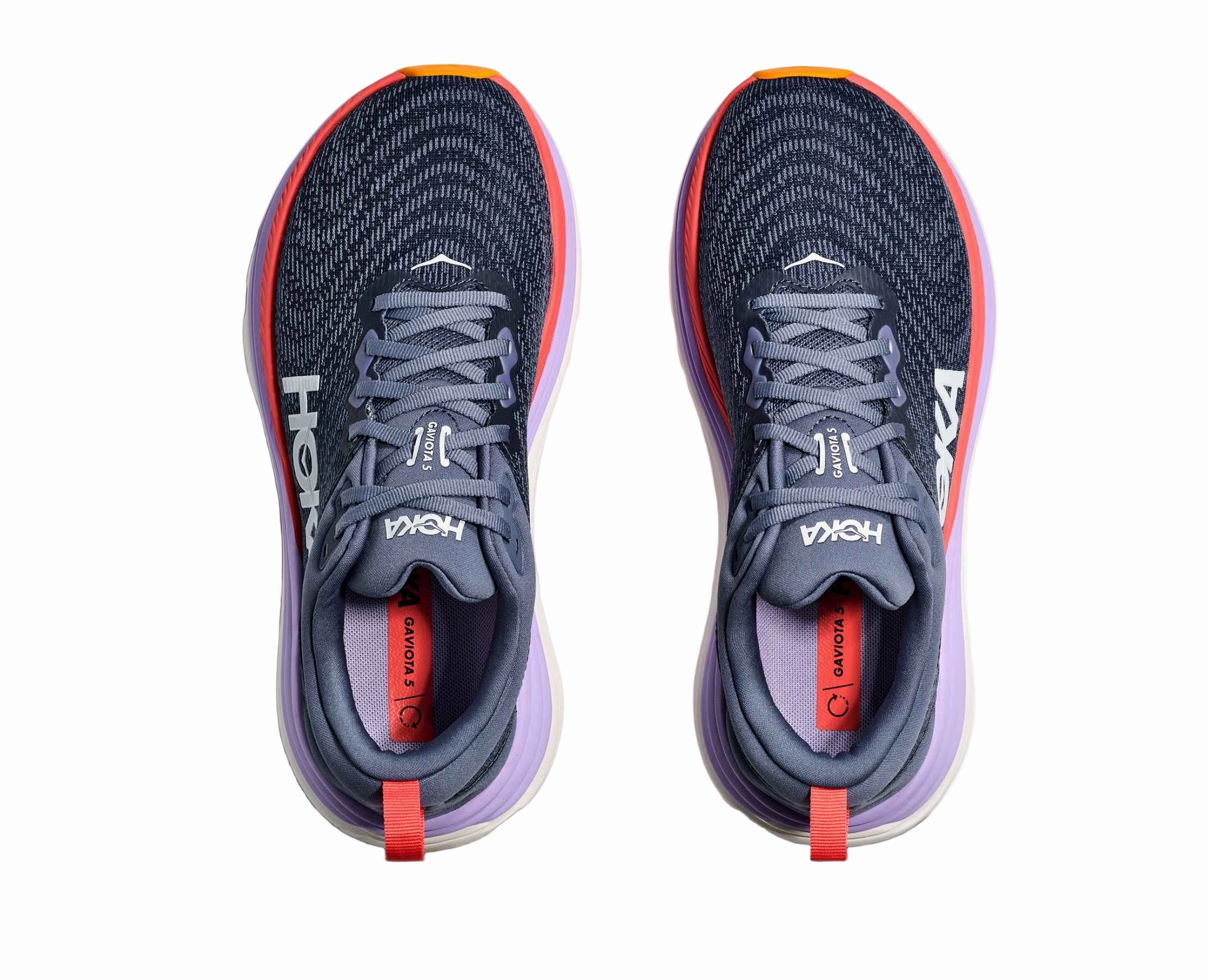 Hoka Gaviota 5 Women Cushioned Runing Shoes, Anchor/Grapefruit Zipper Casual Shoes