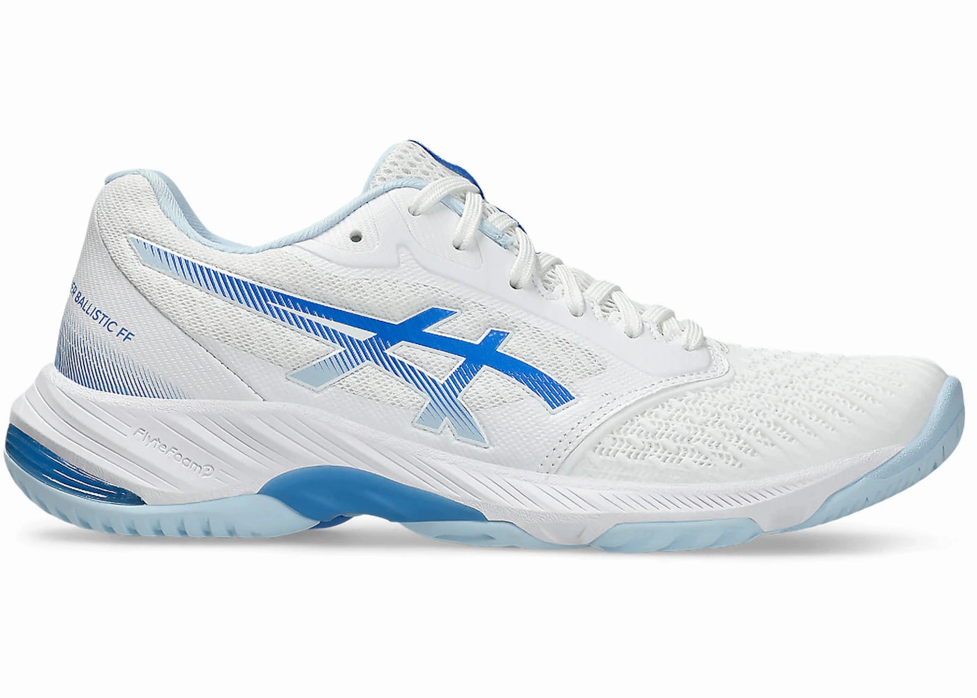 ASICS Netburner Ballistic FF 3 White Blue Coast (Women's) Asics Basketball Shoe