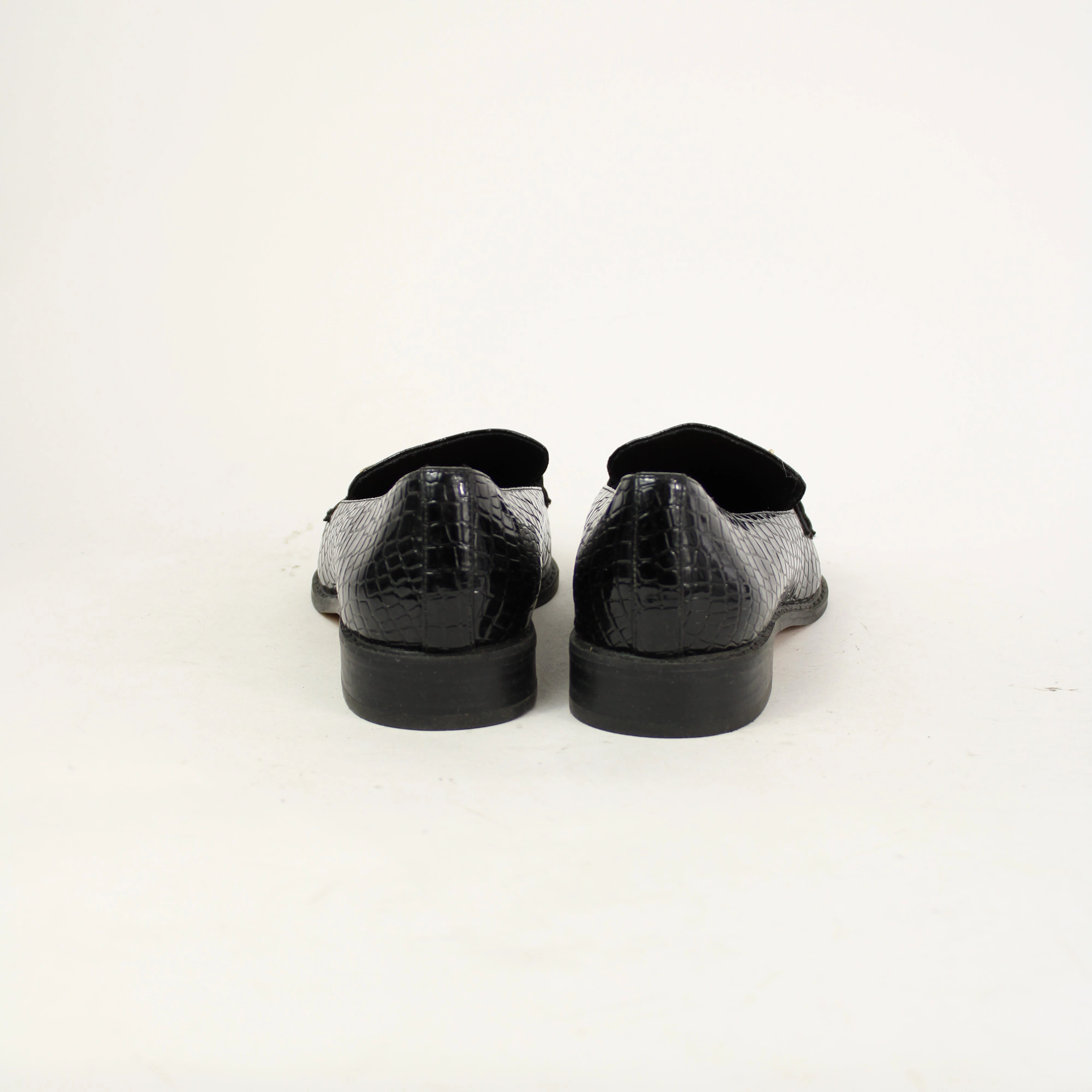 ASOS Black Loafer Flat Shoes Crocodile Flat Shoes