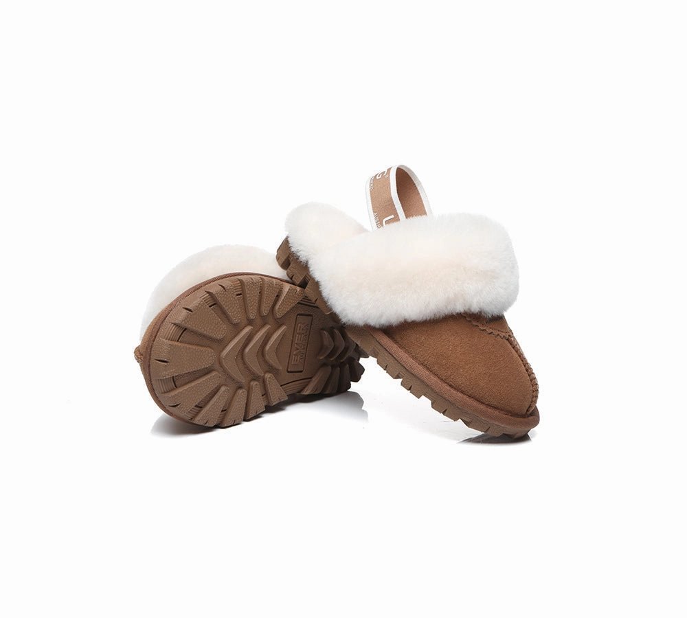 AUSTRALIAN SHEPHERD UGG Kids Sheepskin Wool Slingback Slippers Waffle Plus Sully Slippers
