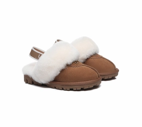 Cloak Slippers AUSTRALIAN SHEPHERD UGG Kids Sheepskin Wool Slingback Slippers Waffle Plus