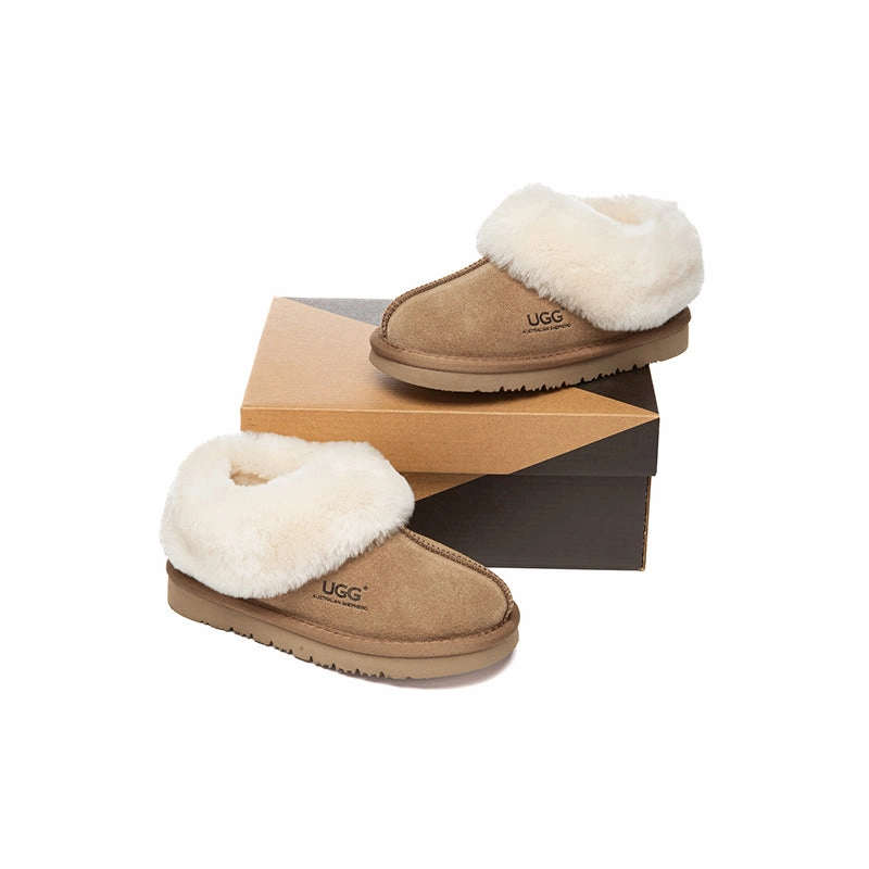 Orthopedic Bedroom Slippers AUSTRALIAN SHEPHERD UGG Slippers Kids Sheepskin Wool Ankle Homey
