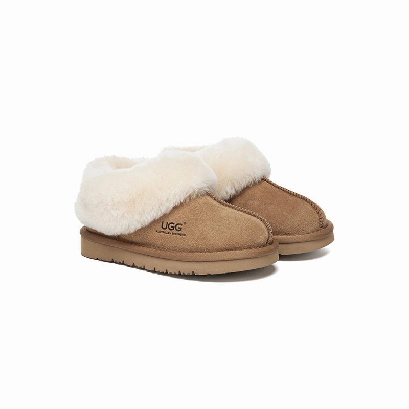 Real Genius Bunny Slippers AUSTRALIAN SHEPHERD UGG Slippers Kids Sheepskin Wool Ankle Homey