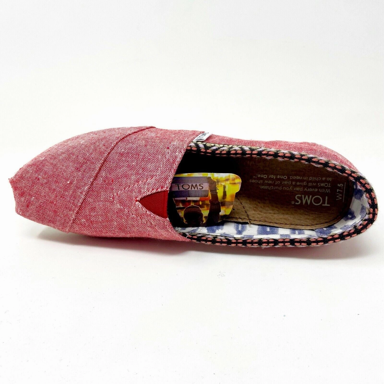 Flat Trigger Shoe Ar15 Toms Classics Red Chambray Trim Womens Slip On Casual Canvas Flat Shoes