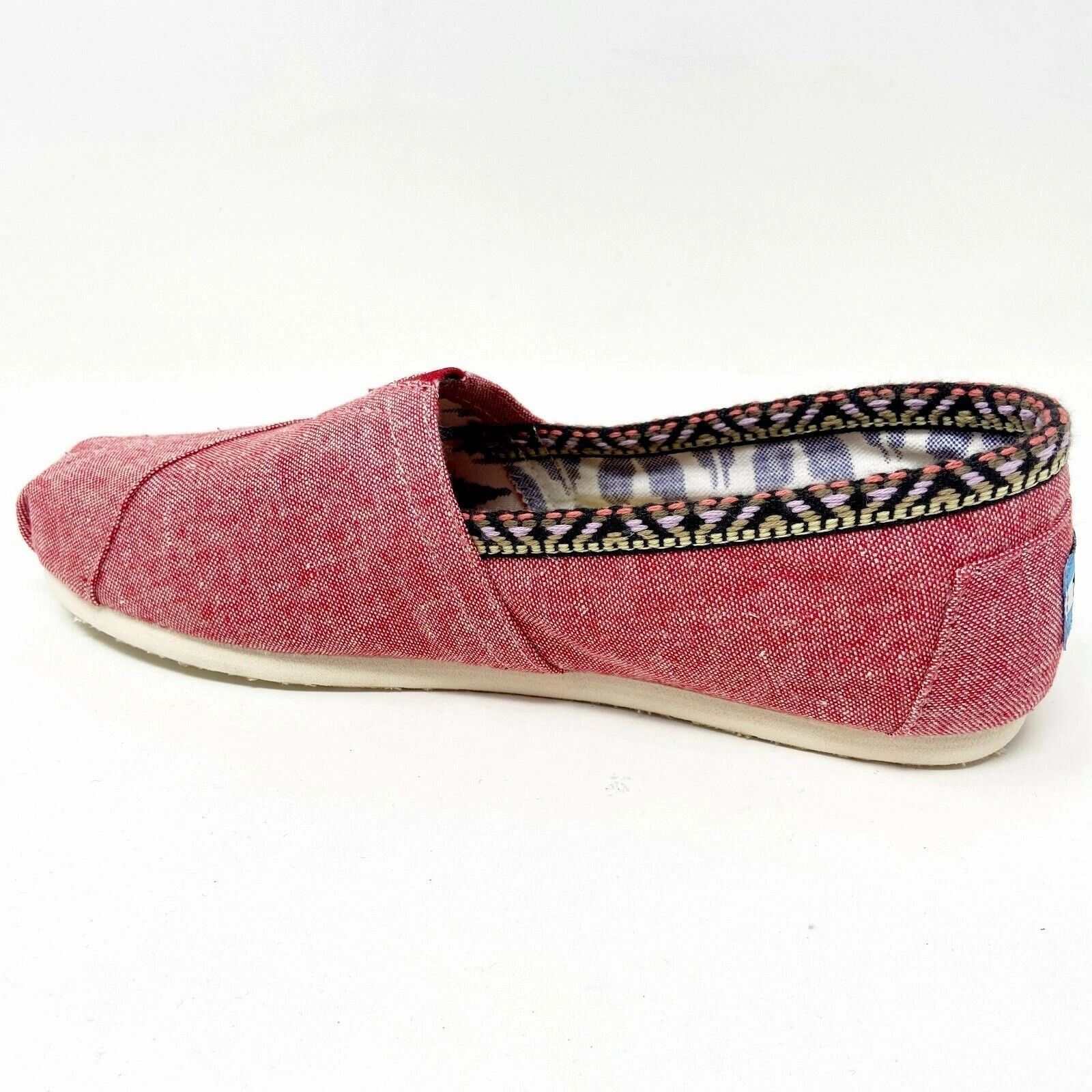 Toms Classics Red Chambray Trim Womens Slip On Casual Canvas Flat Shoes High Quality Flat Shoes