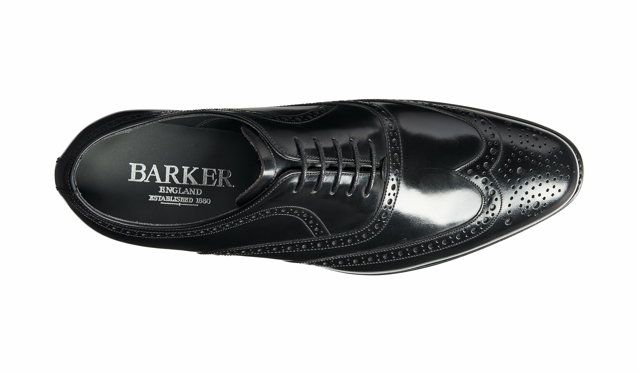 Barker Hampstead Classic Oxford brogue - Hi Shine Black Casual Shoes Size 14