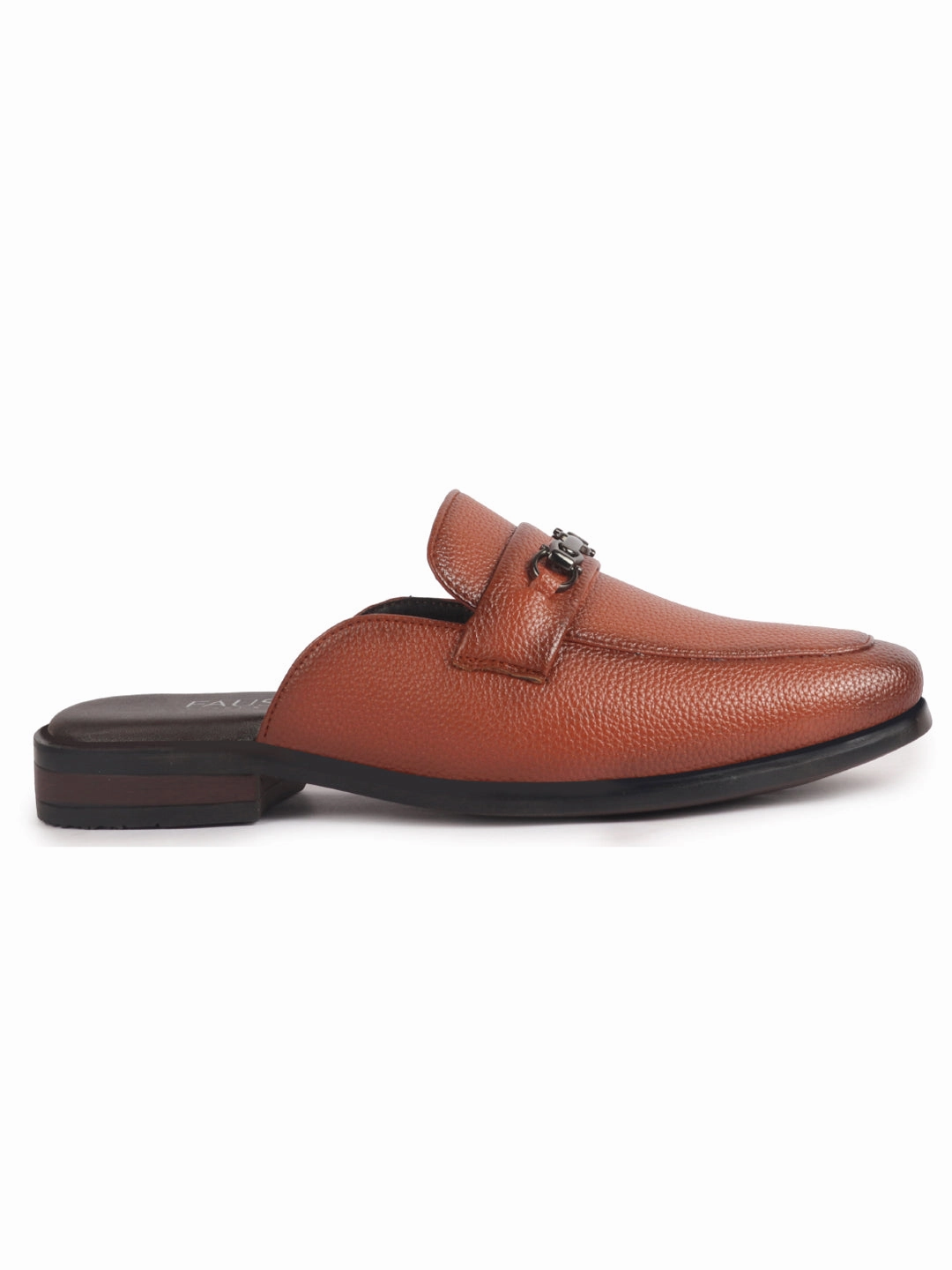 Men Tan Back Open Horsebit Buckle Party Slip On Shoe for Wedding|Ethnic Prom Slip On Shoes|Formal Shoes For Traditional Festive Kurta Heels Sandals