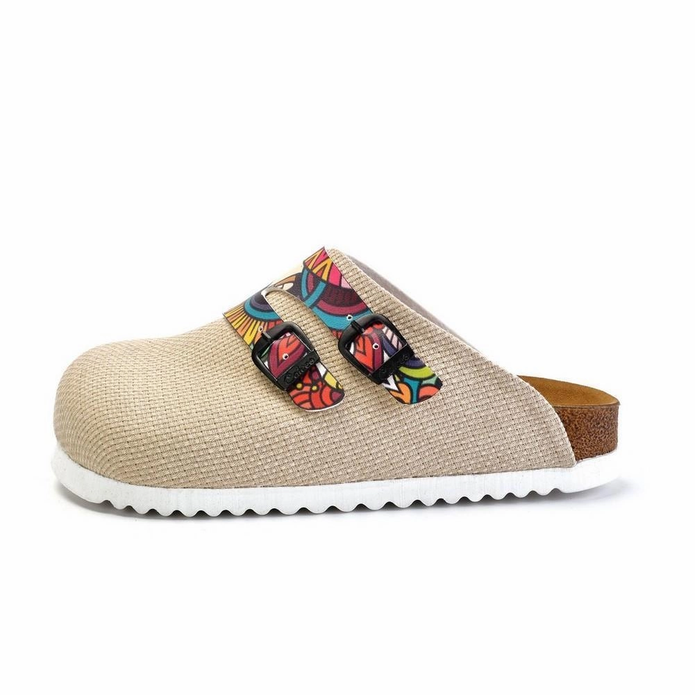 Beige and Colored Mixed Love Written Patterned Clogs - CAL1801 Tight Dresses High Heels