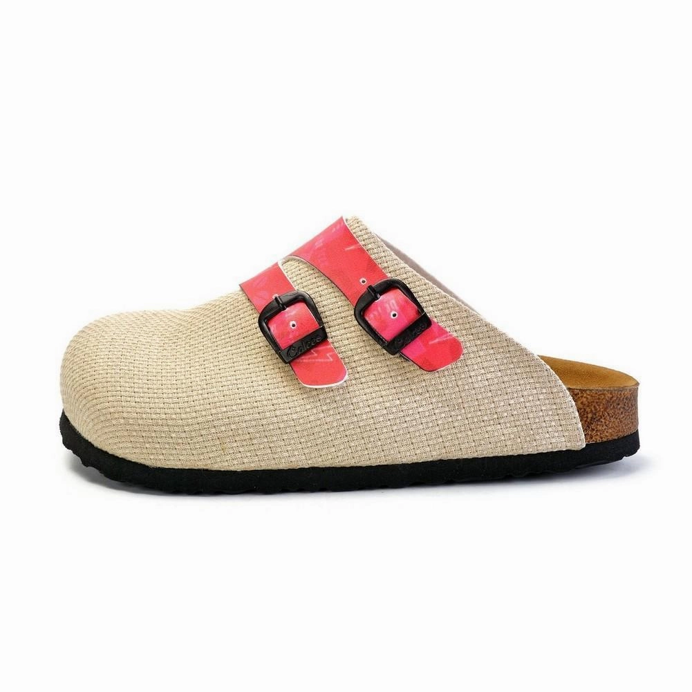 Bottom High Heels Price Beige, Pink Color and Girl Power Written Patterned Clogs - CAL1803