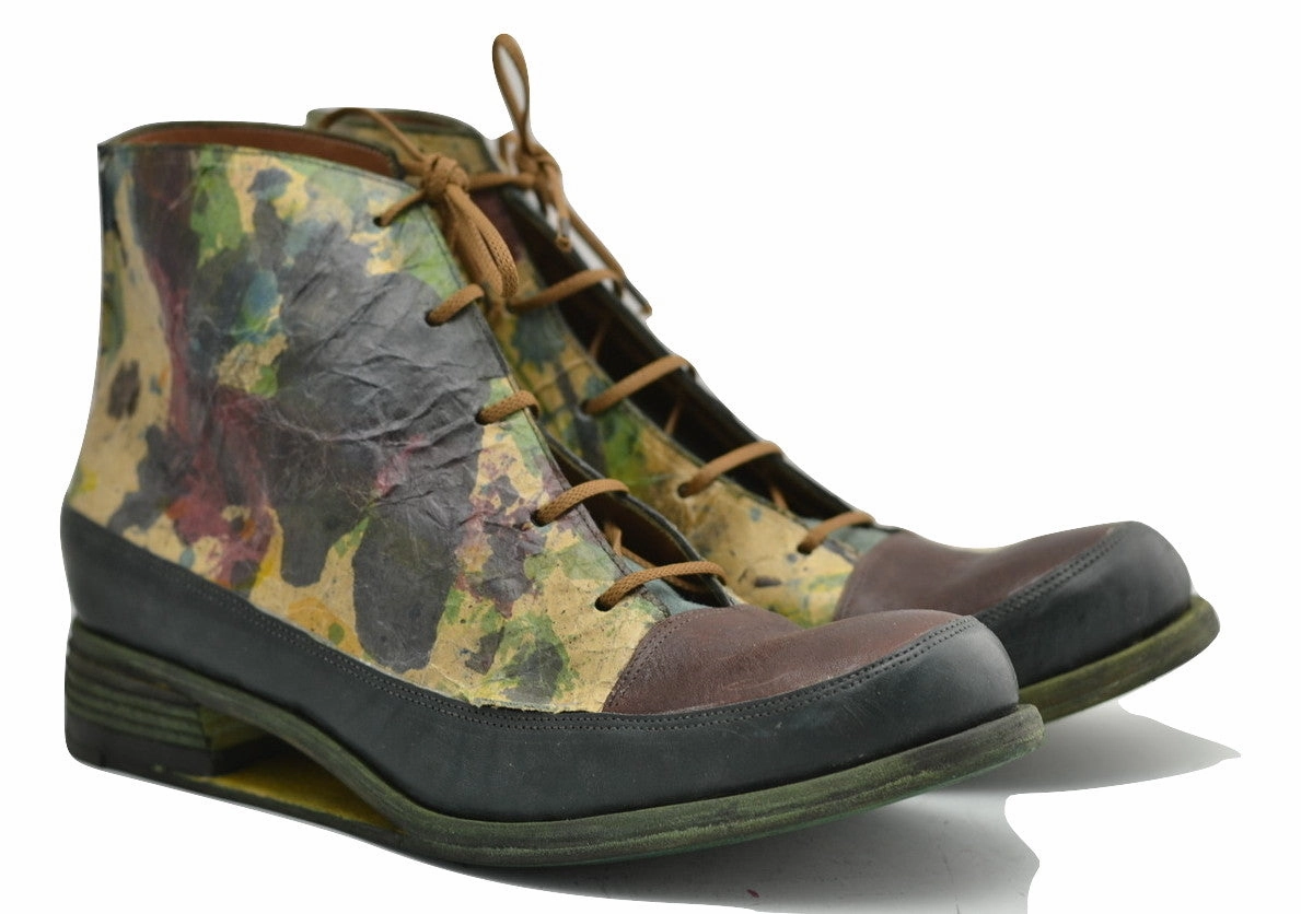 Sneaker boot  |  Hollow wedge | decoupage green & oxblood Spark Boots