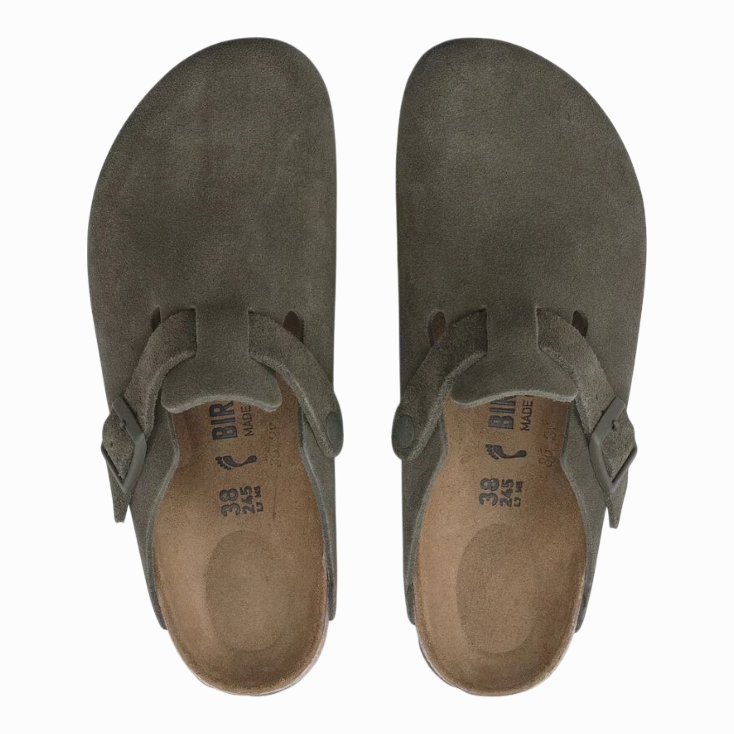 Mens Slip On Dress Loafers Birkenstock Boston Suede Leather Thyme 1024721