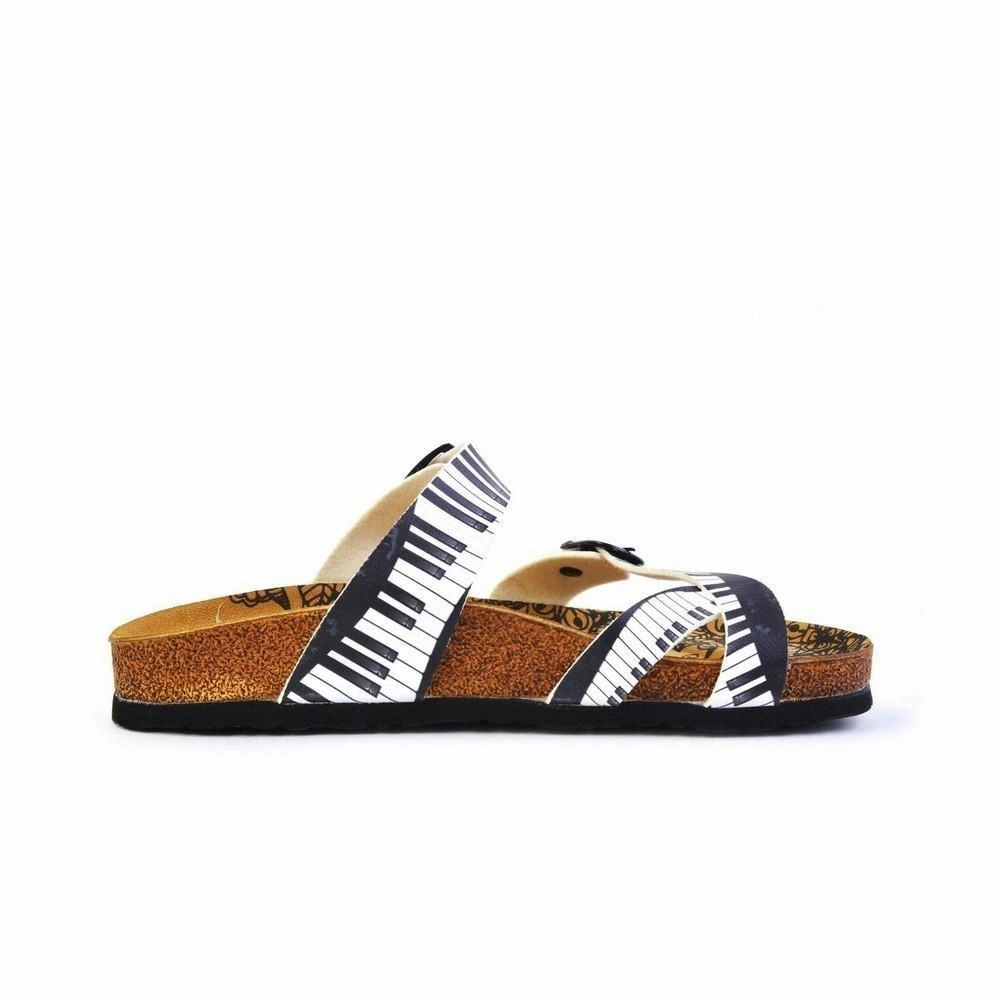 Black and White, Piano Pattern Sandal - CAL1010 High Heel Sexy