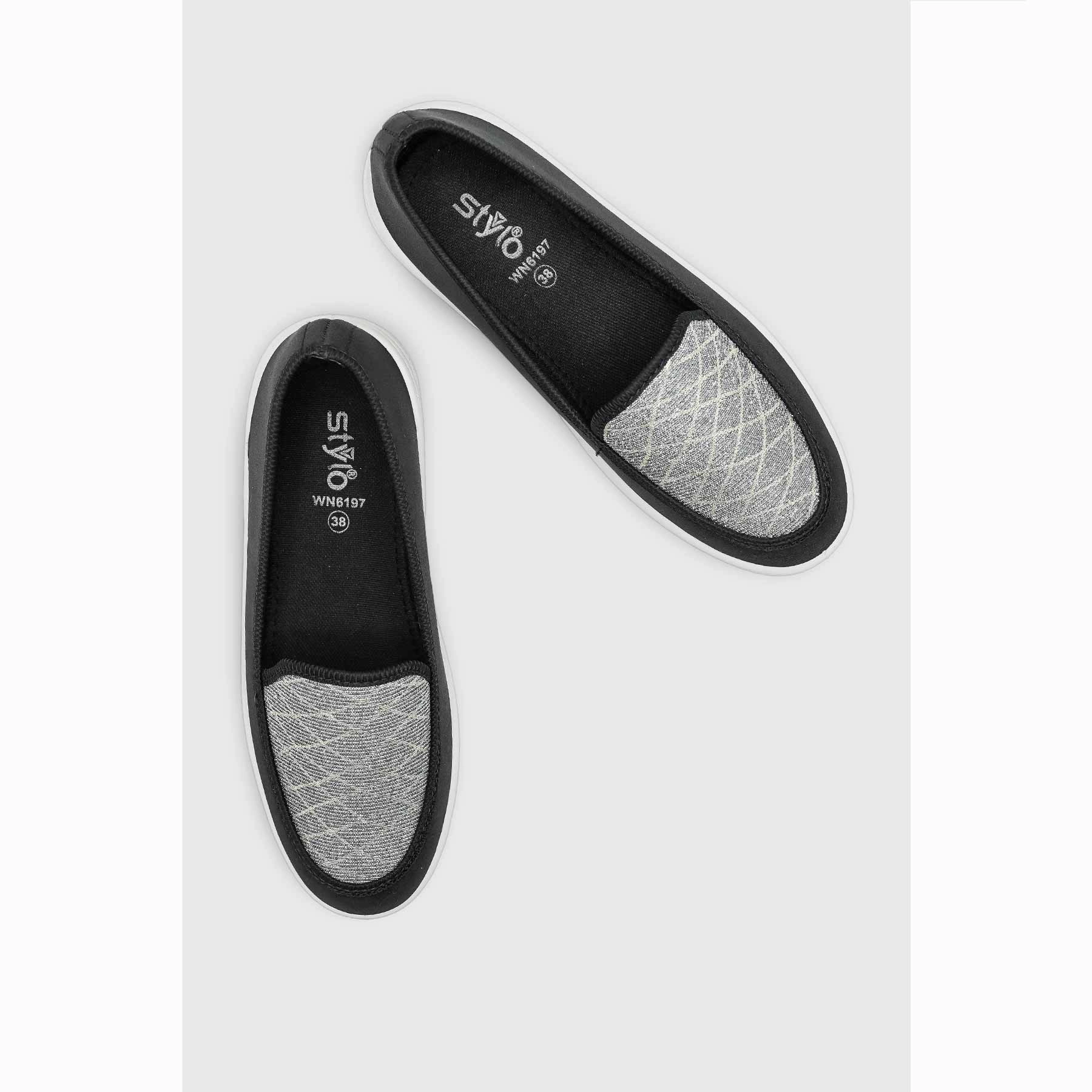 Slip On Wellington Boots Black Canvas Slip Ons WN6197
