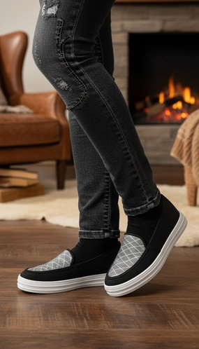 Malibu Slip On Sneakers Black Canvas Slip Ons WN6197