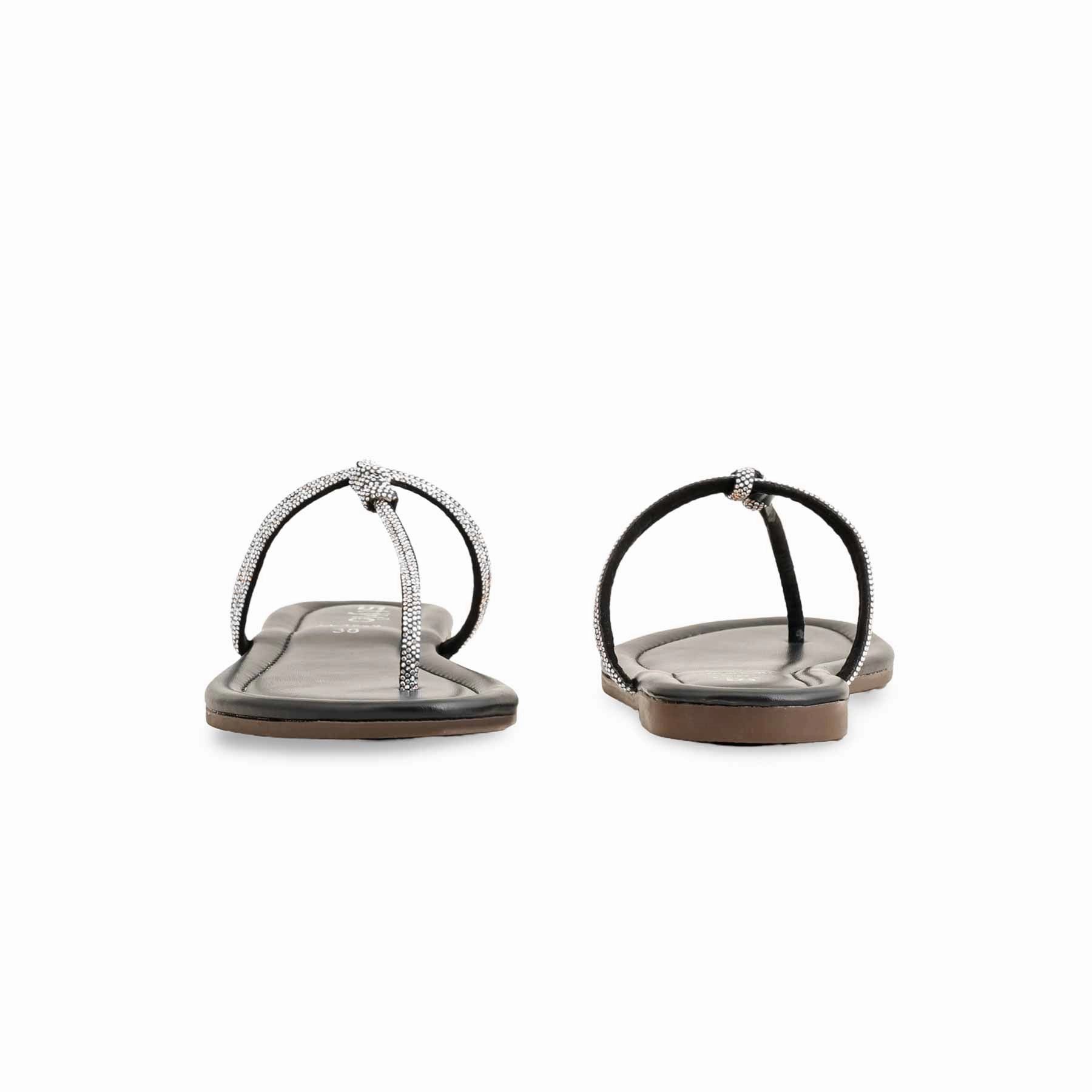 Black Casual Chappal For Women CL1959 Flat Work Shoes With Arch Support