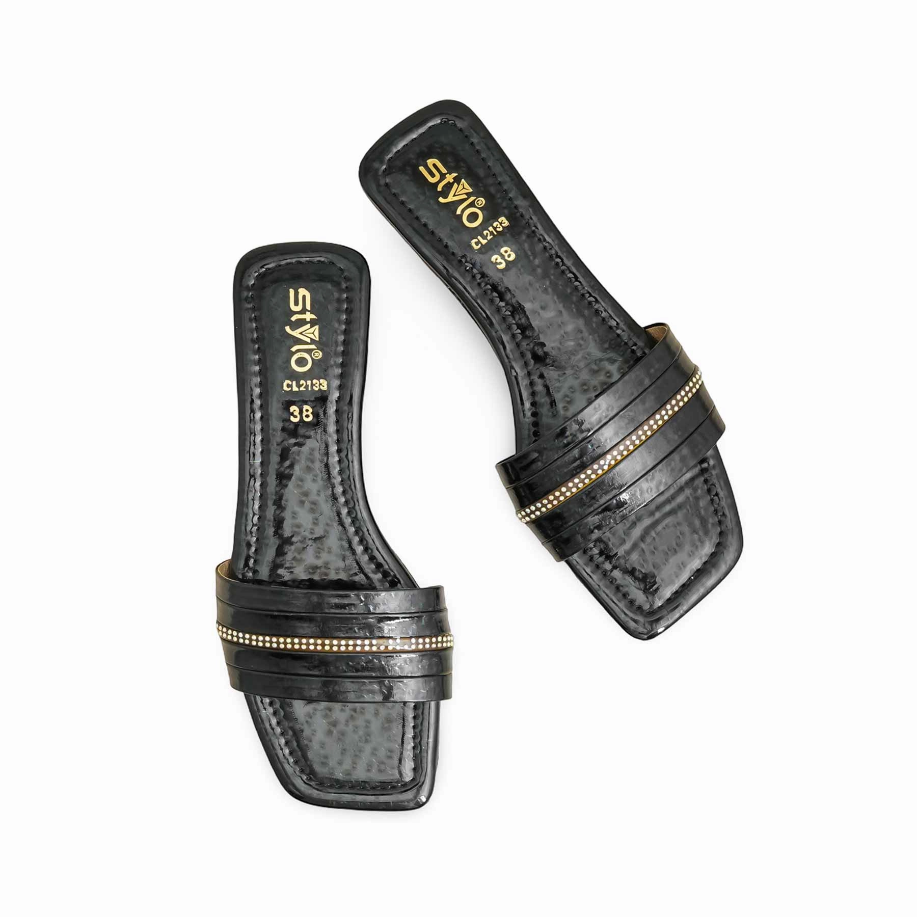 Best Walking Tennis Shoes Flat Feet Black Casual Slipper For Women CL2133