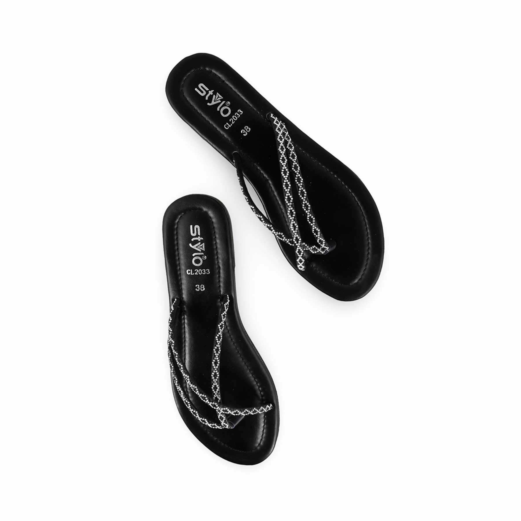 Criss Cross Shoes Flat Black Casual Women Chappal CL2033