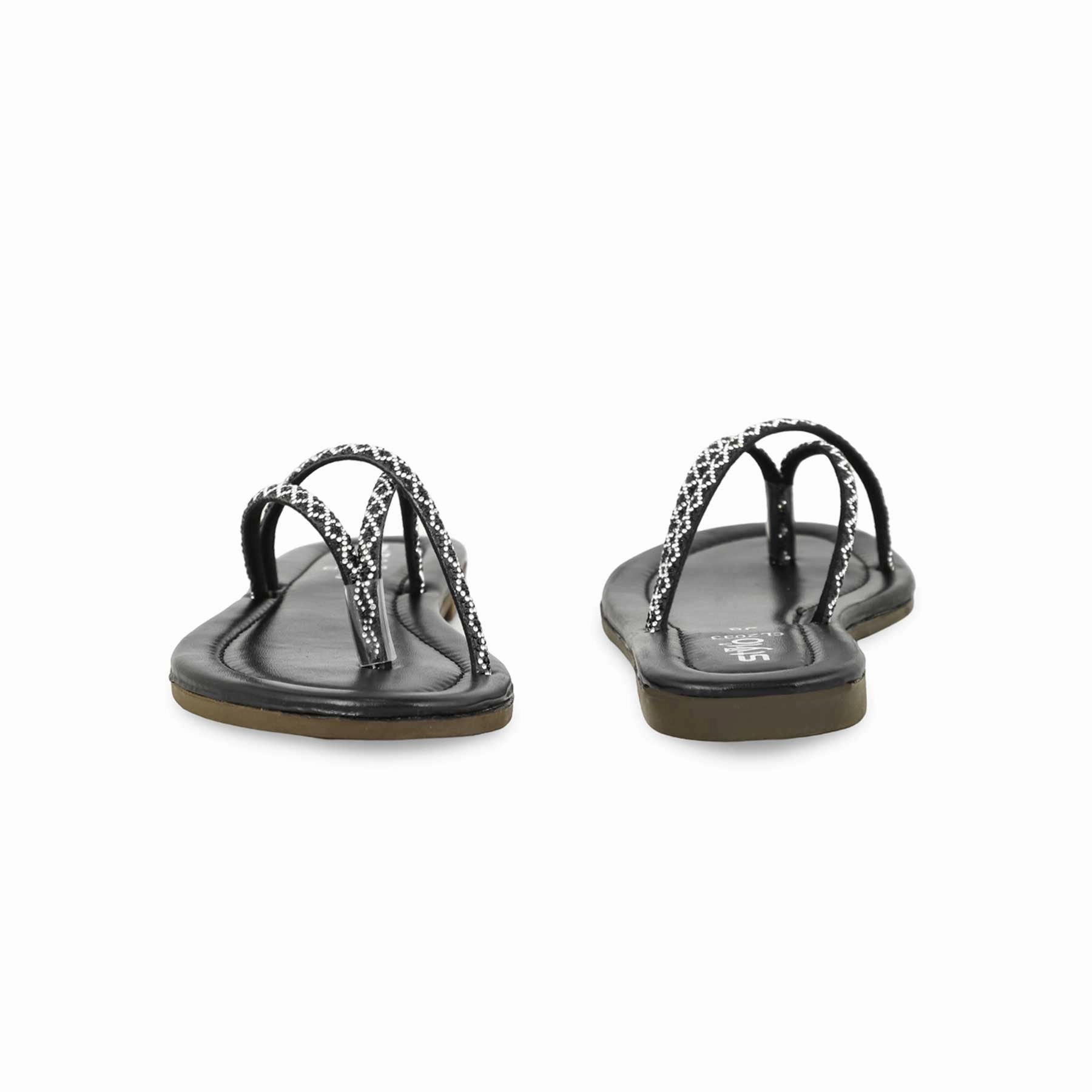 Flat Shoes With Shoelaces Black Casual Women Chappal CL2033