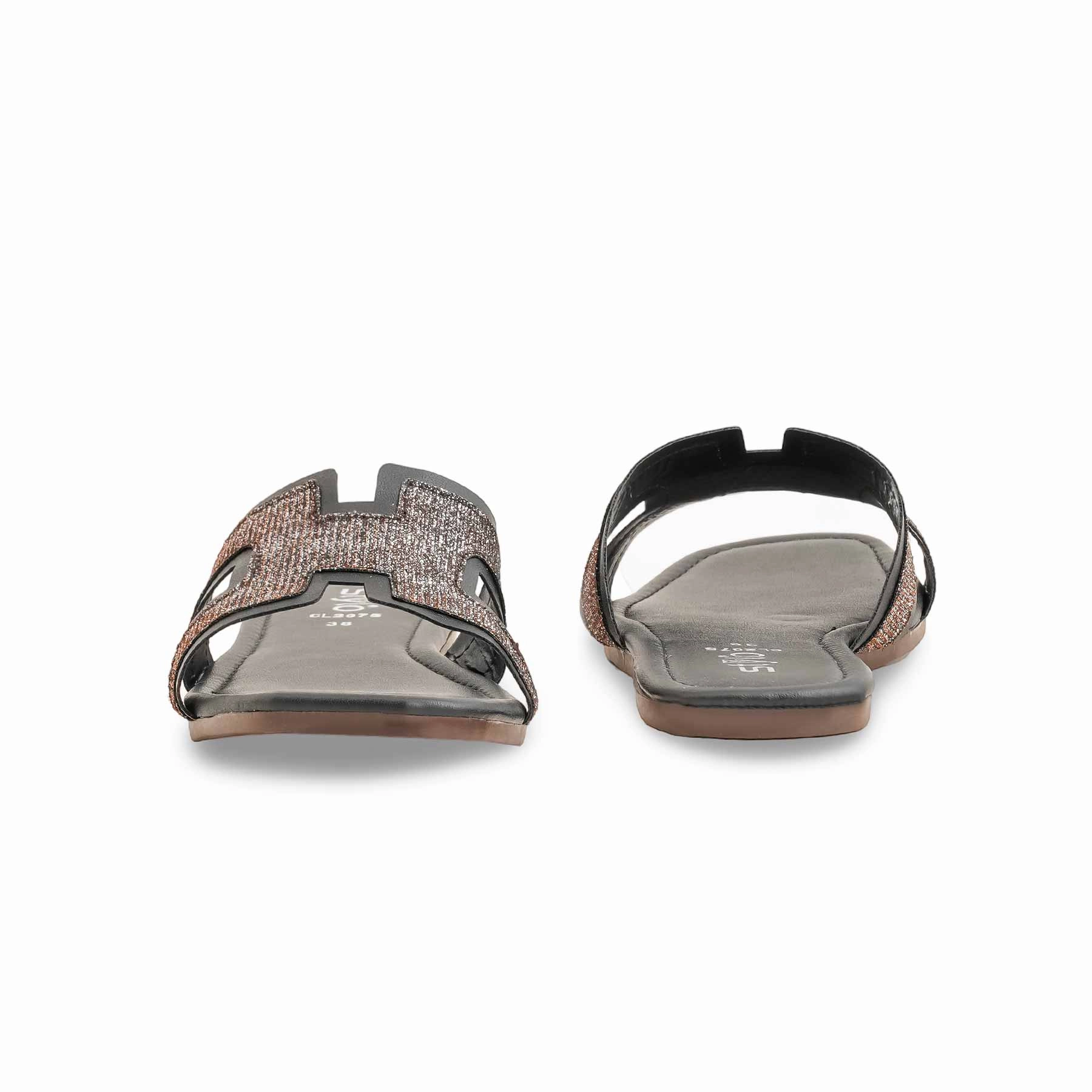 Black Casual Women Slipper CL2075 Best Walking Shoes Wide Flat Feet