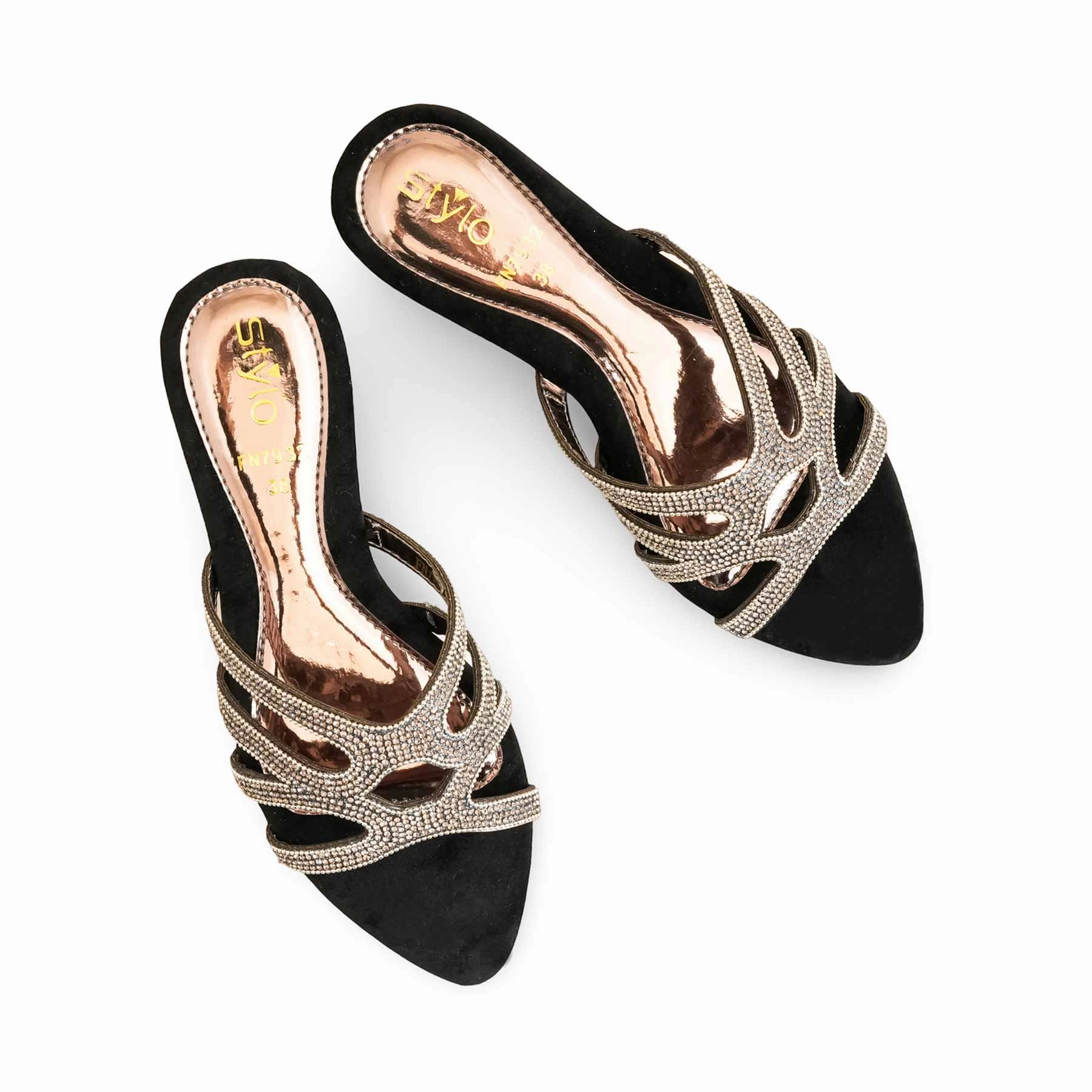 Christmas Slides Black Fancy Slipper For Women FN7932