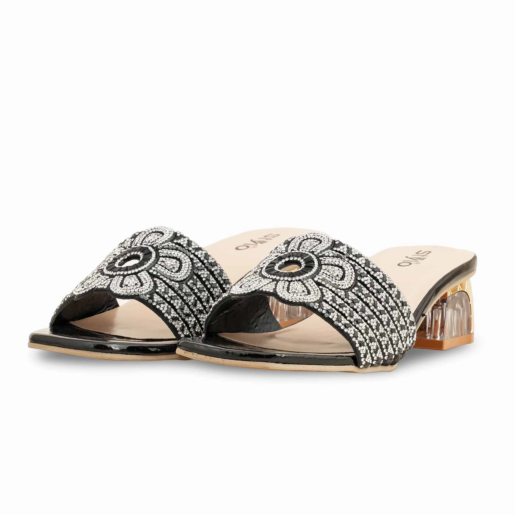 Black Fancy Slipper For Women FN7949 Food Slippers