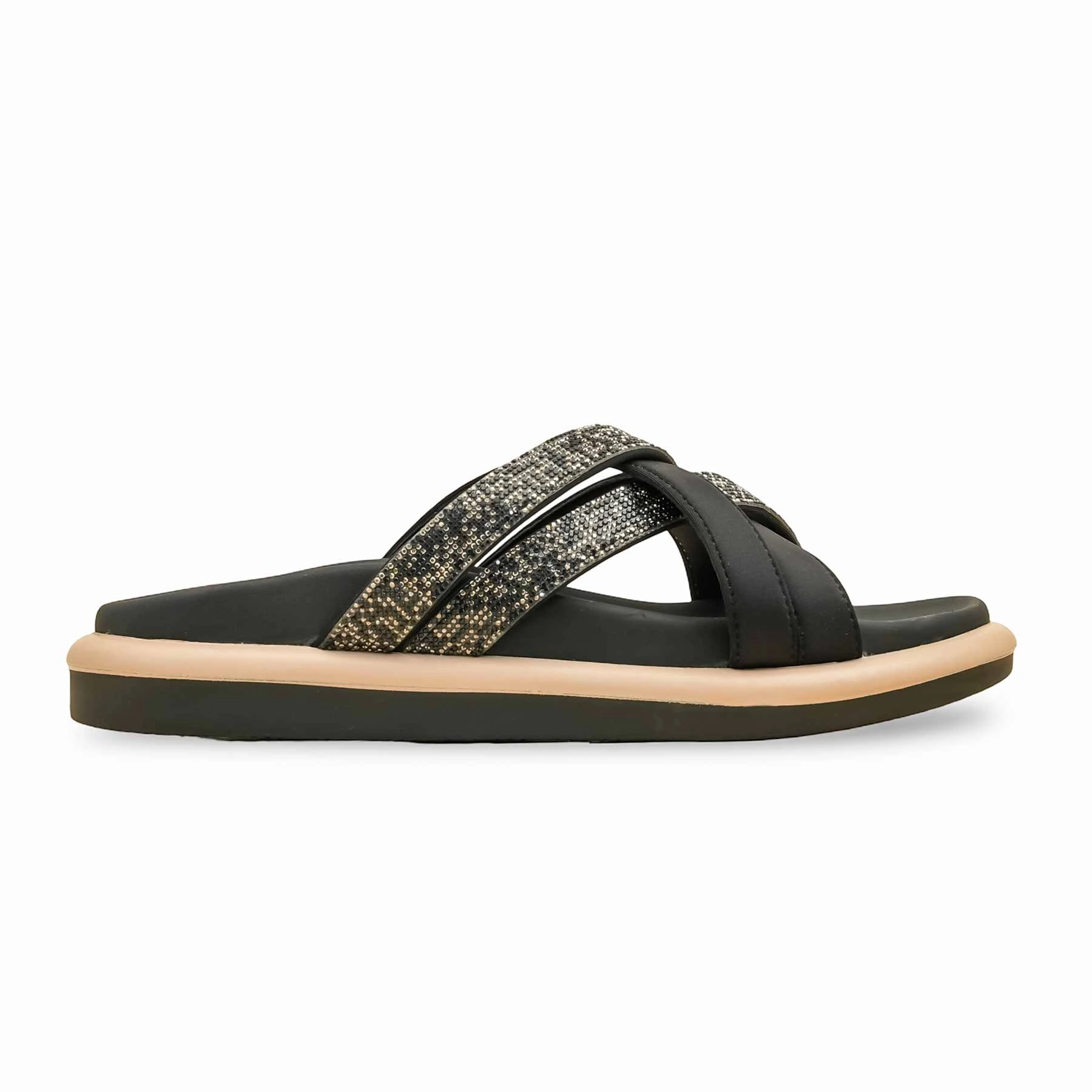 Black Formal Slipper For Ladies PU0584 Slides Slate Marine