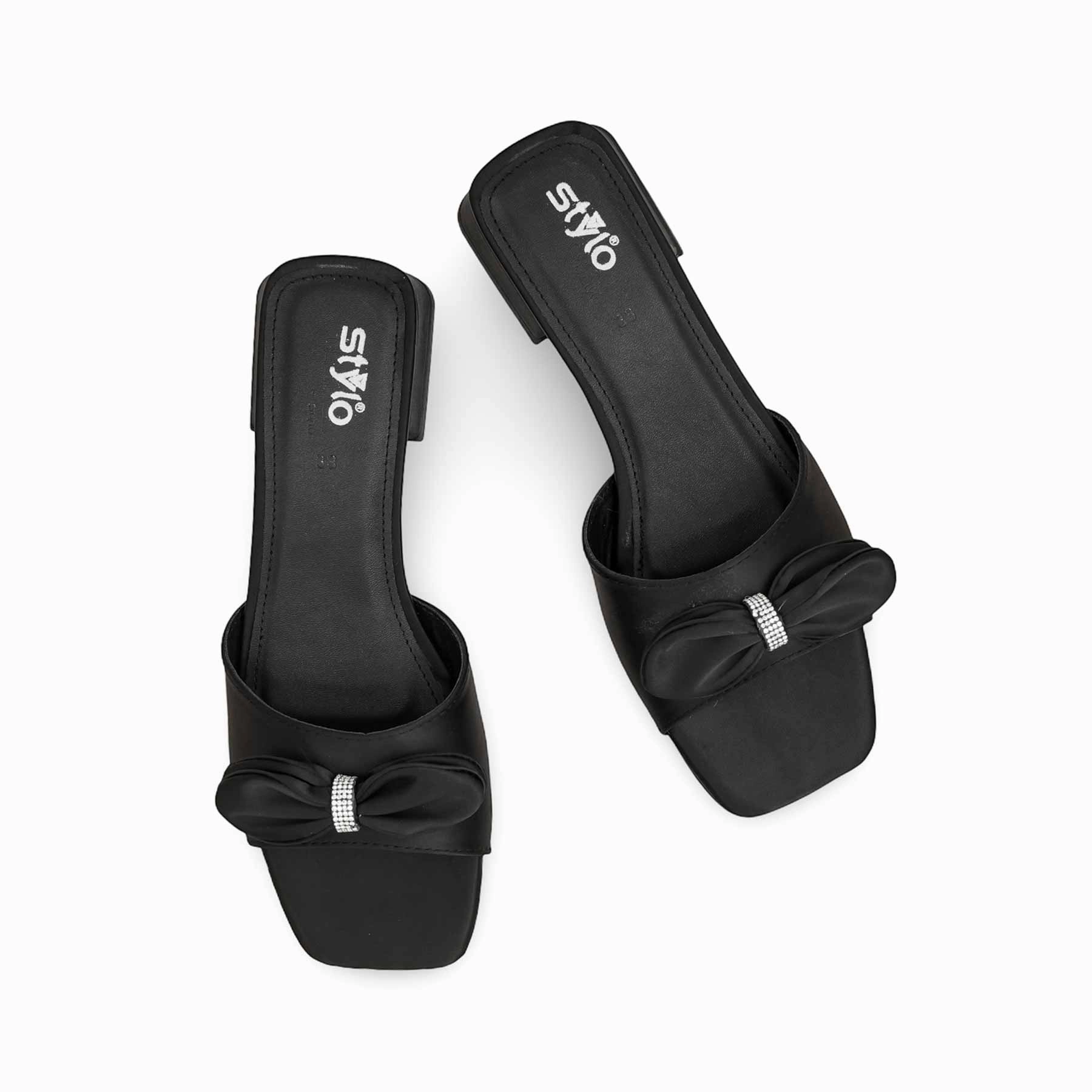 Wedge House Slippers Black Formal Slipper For Women FRS004