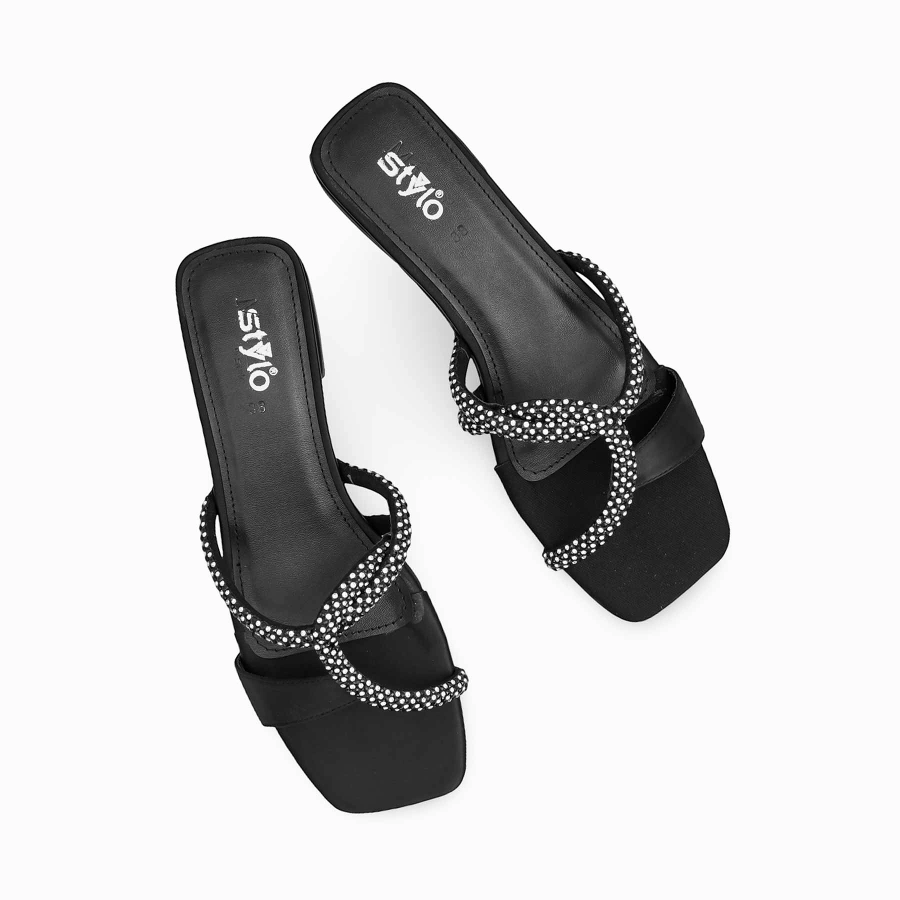 Dressy Slippers Black Formal Slipper For Women FRS007