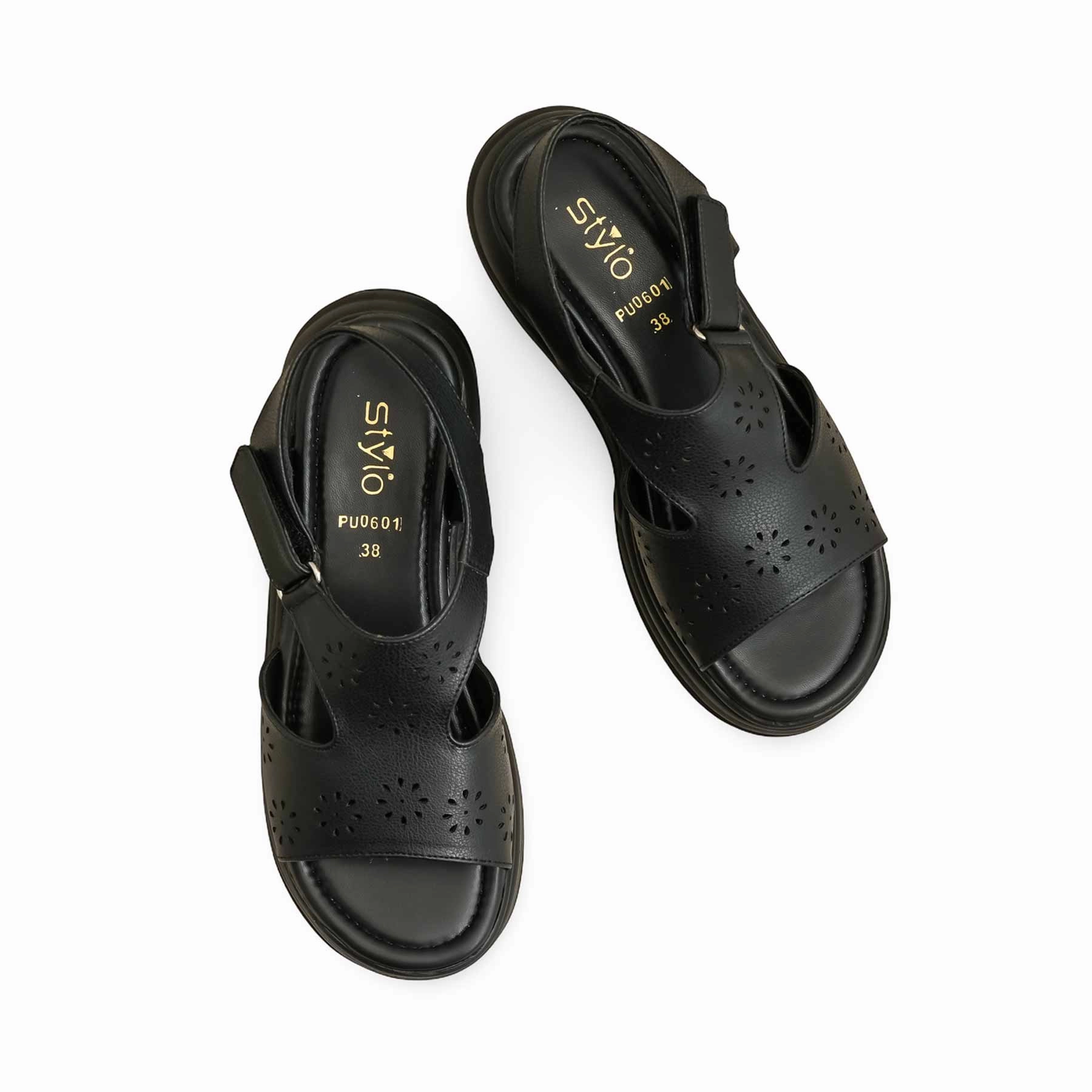 Natural Sandals Black Formal Women Sandal PU0601