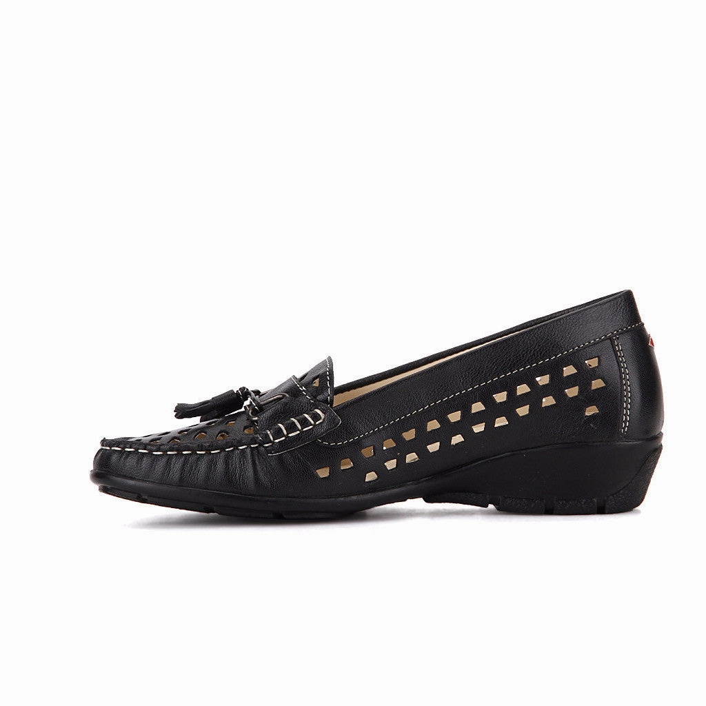 Black Moccasins Leather Shoe Casual