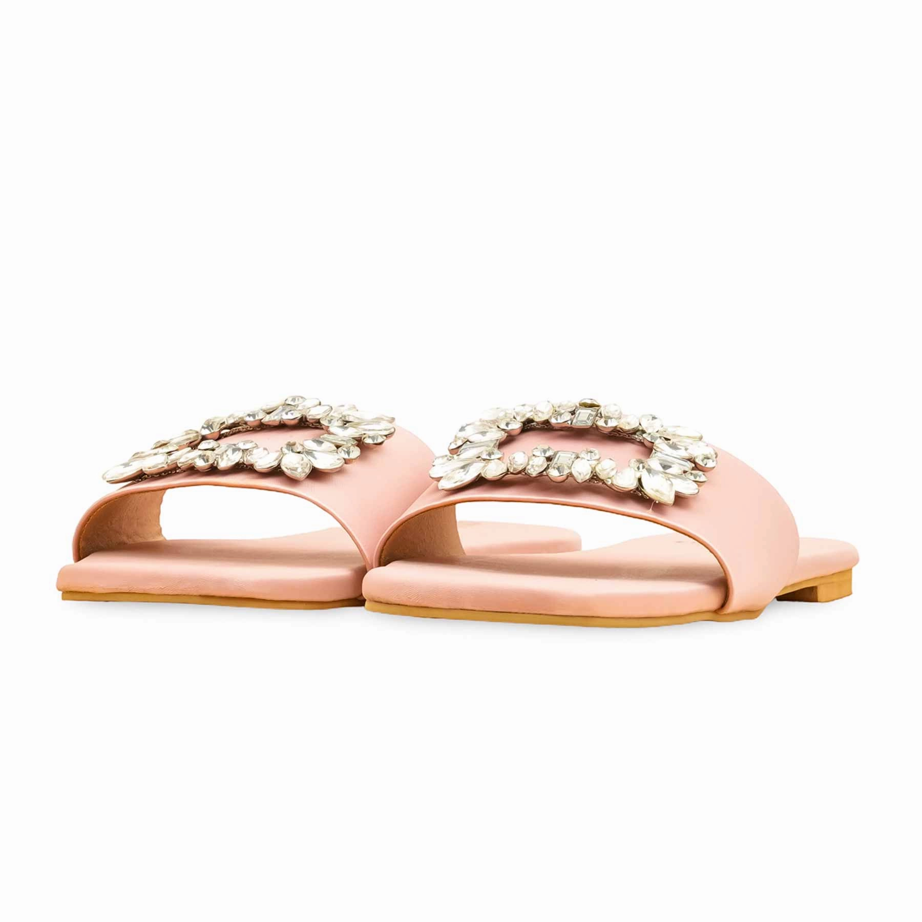 Pink Formal Slipper For Ladies FR8422 Shearling Slides