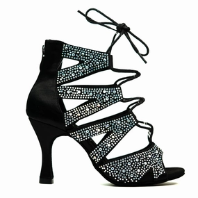 Selena - Adjustable Crystal Dance Bootie (Suede Sole) High Heel Shoe
