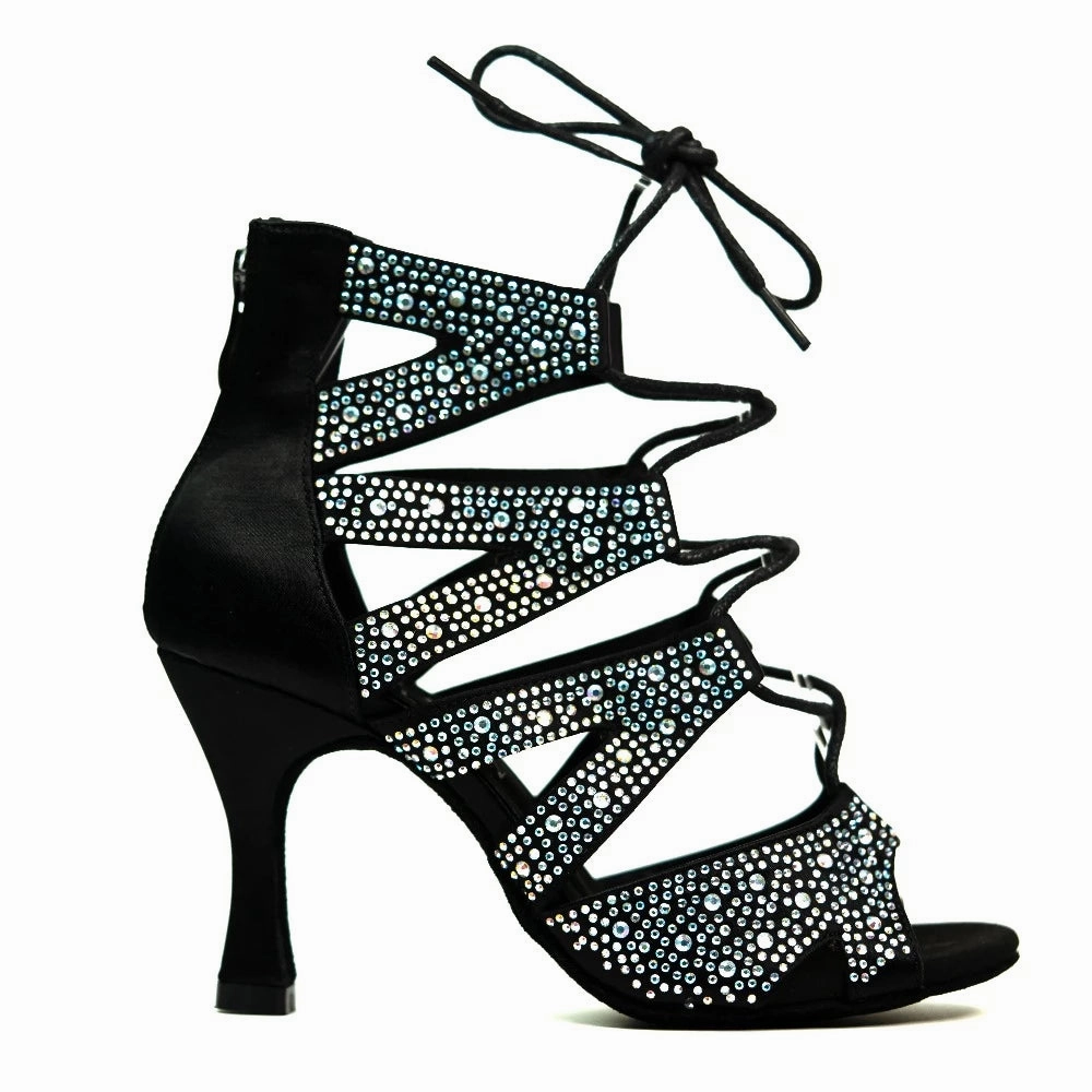 Selena - Adjustable Crystal Dance Bootie (Suede Sole) Footwear High Heels
