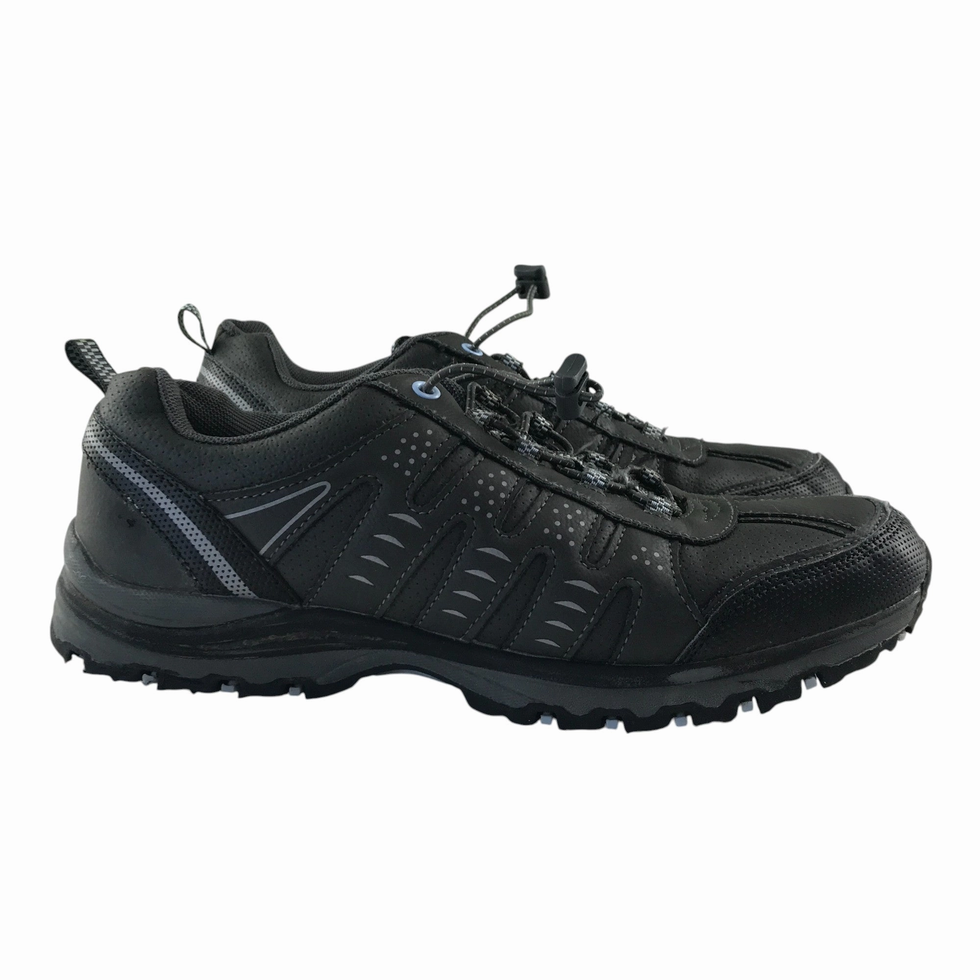 Graceland hiking shoe size 6.5 black with light blue detailing non tying laces Shoes Good For Walking